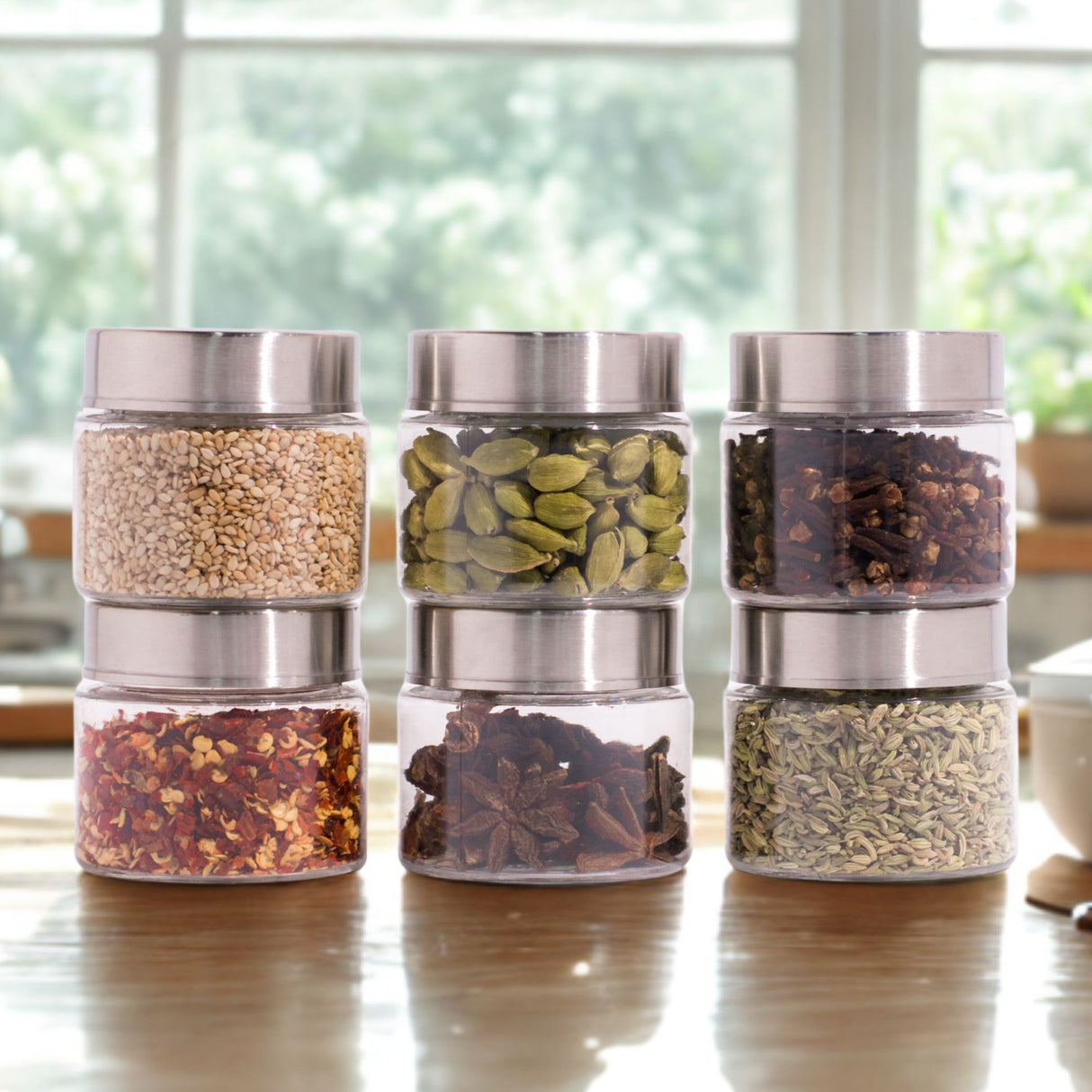 Homely Container 125ml 6pcs Set | Stainless Steel Lids | Storage Jars