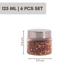 Homely Container 125ml 6pcs Set | Stainless Steel Lids | Storage Jars