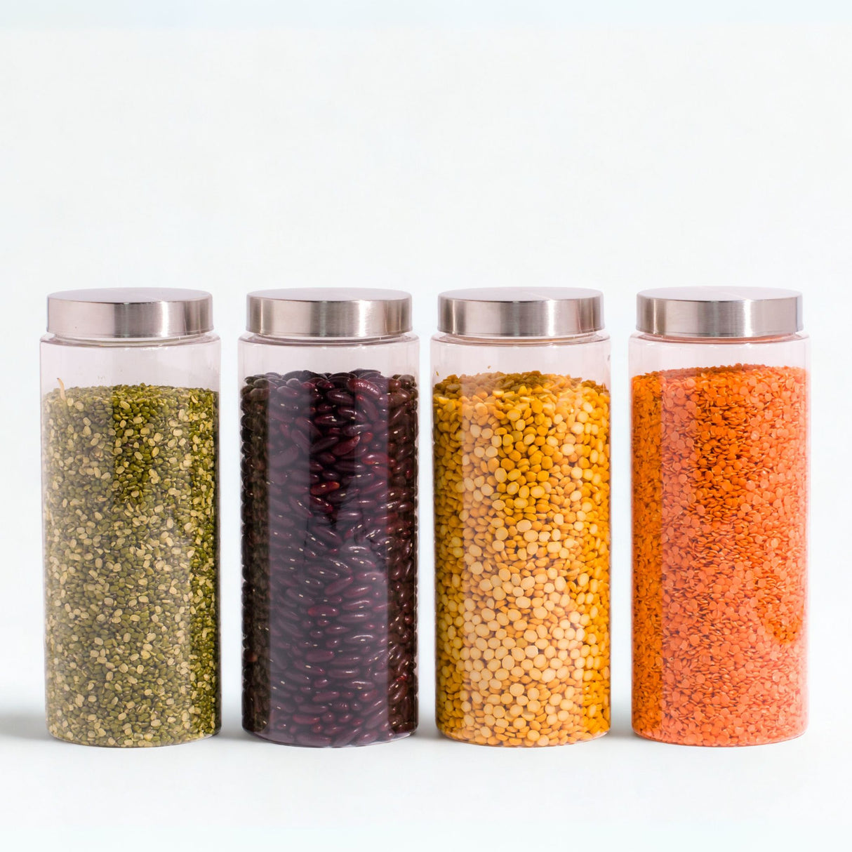 Homely Container 1500ml Long 4pcs Set | Stainless Steel Lids | Storage Jars