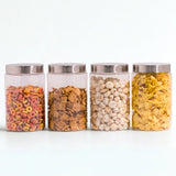 Homely Container 1500ml Short 4pcs Set | Stainless Steel Lids | Storage Jars