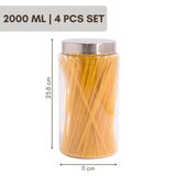 Homely Container 2000ml 4pcs Set | Stainless Steel Lids | Storage Jars