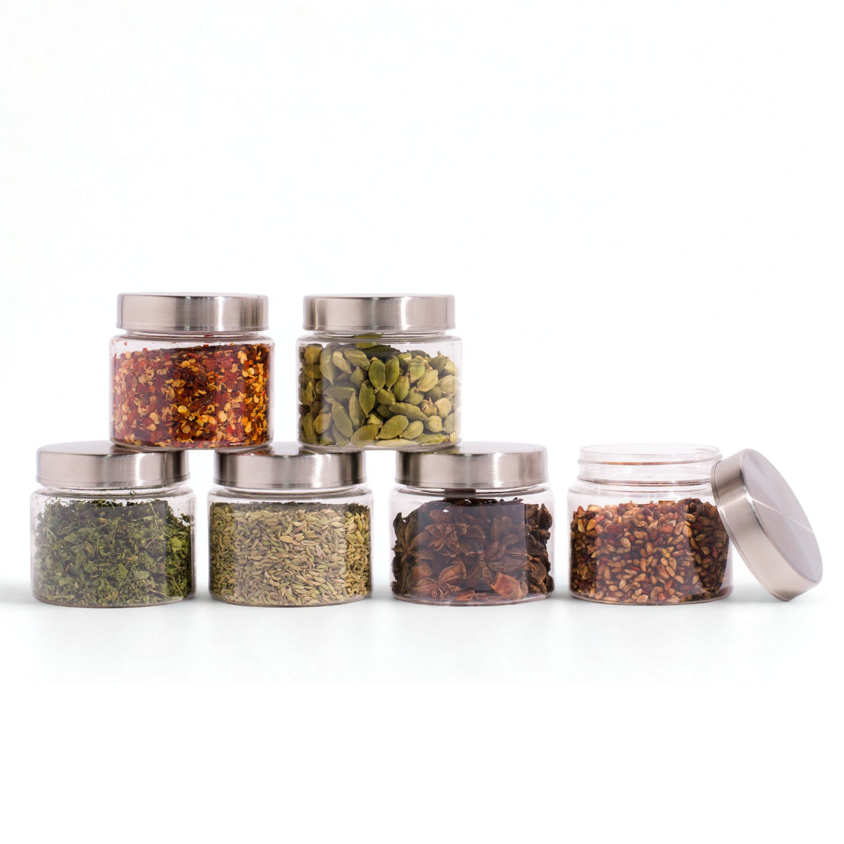 Homely Container 200ml 6pcs Set | Stainless Steel Lids | Storage Jars
