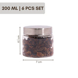 Homely Container 200ml 6pcs Set | Stainless Steel Lids | Storage Jars