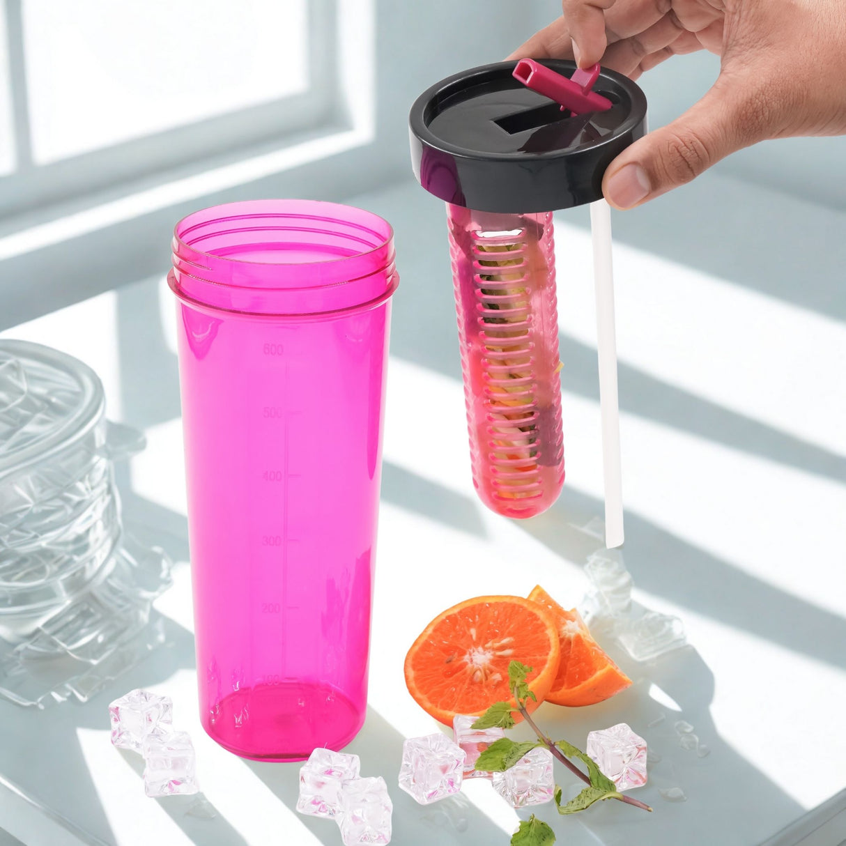 Sipper Infuser Bottle 700ml 2pcs Set | Fruit Infuser Sipper Bottle
