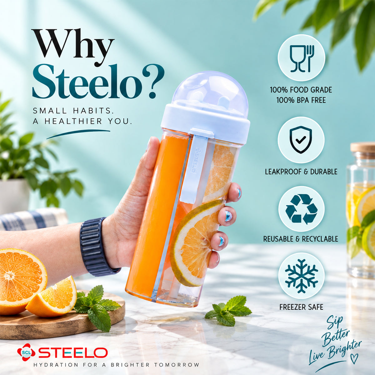 Sipmate Dual Sipper Bottle 600ml | Dual Sipper Water Bottle