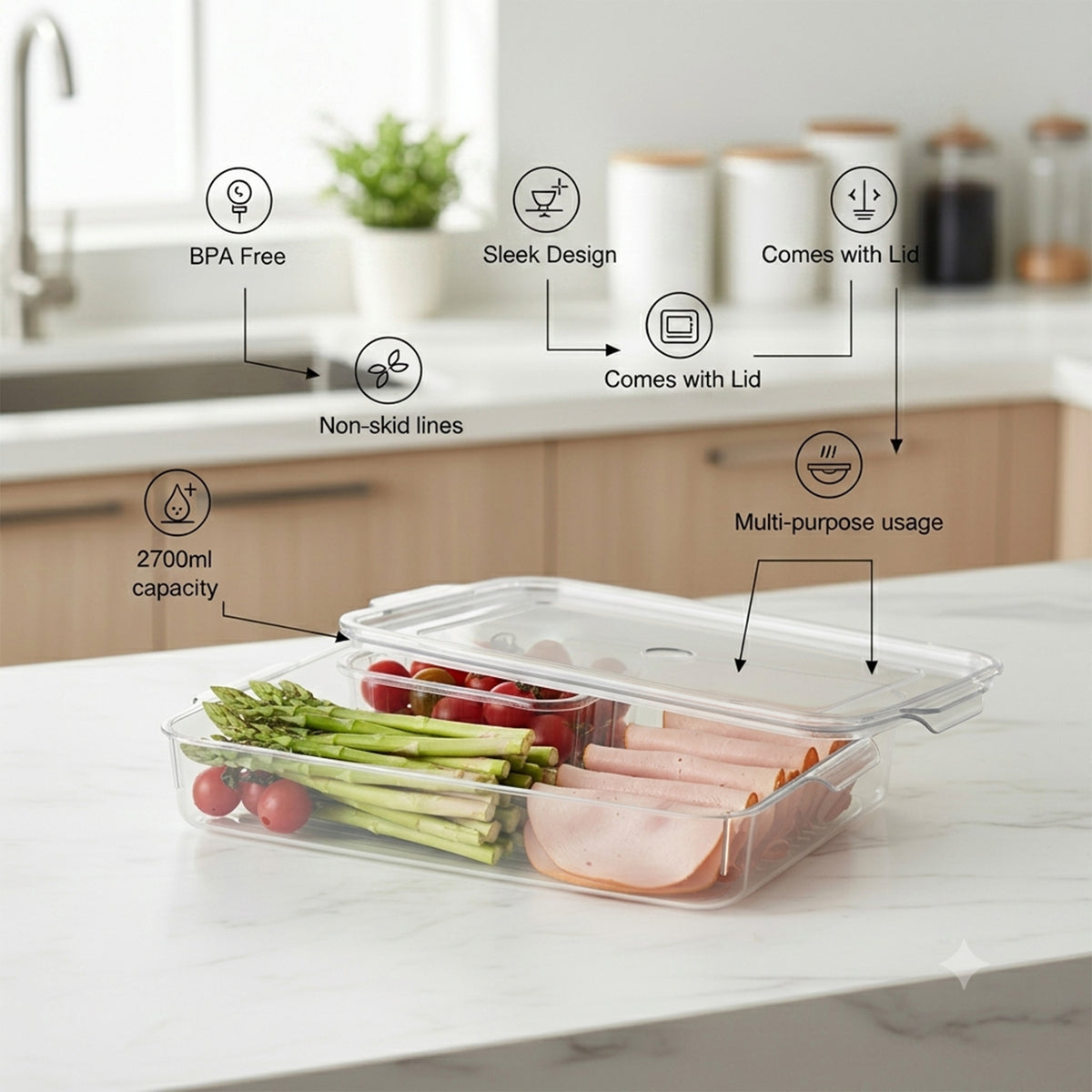 Organiser Tray 2700ml 1pc | Multipurpose Kitchen Storage Tray
