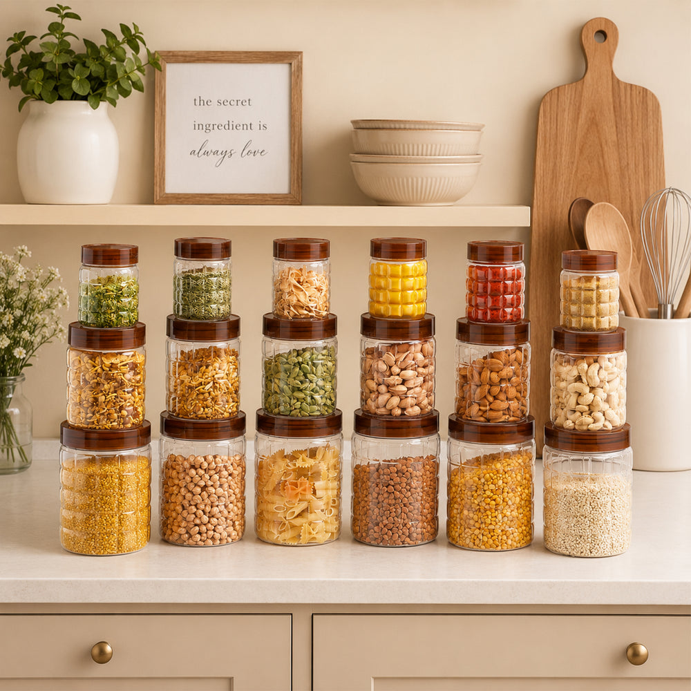 Solitaire Container 18pcs Set | Airtight Kitchen Storage Jars