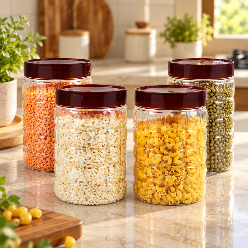 Solitaire Container 2000ml 4pcs Set | Airtight Kitchen Storage Jars