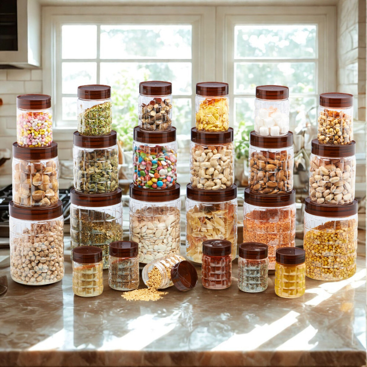 Solitaire Container 24pcs Set | Airtight Kitchen Storage Jars