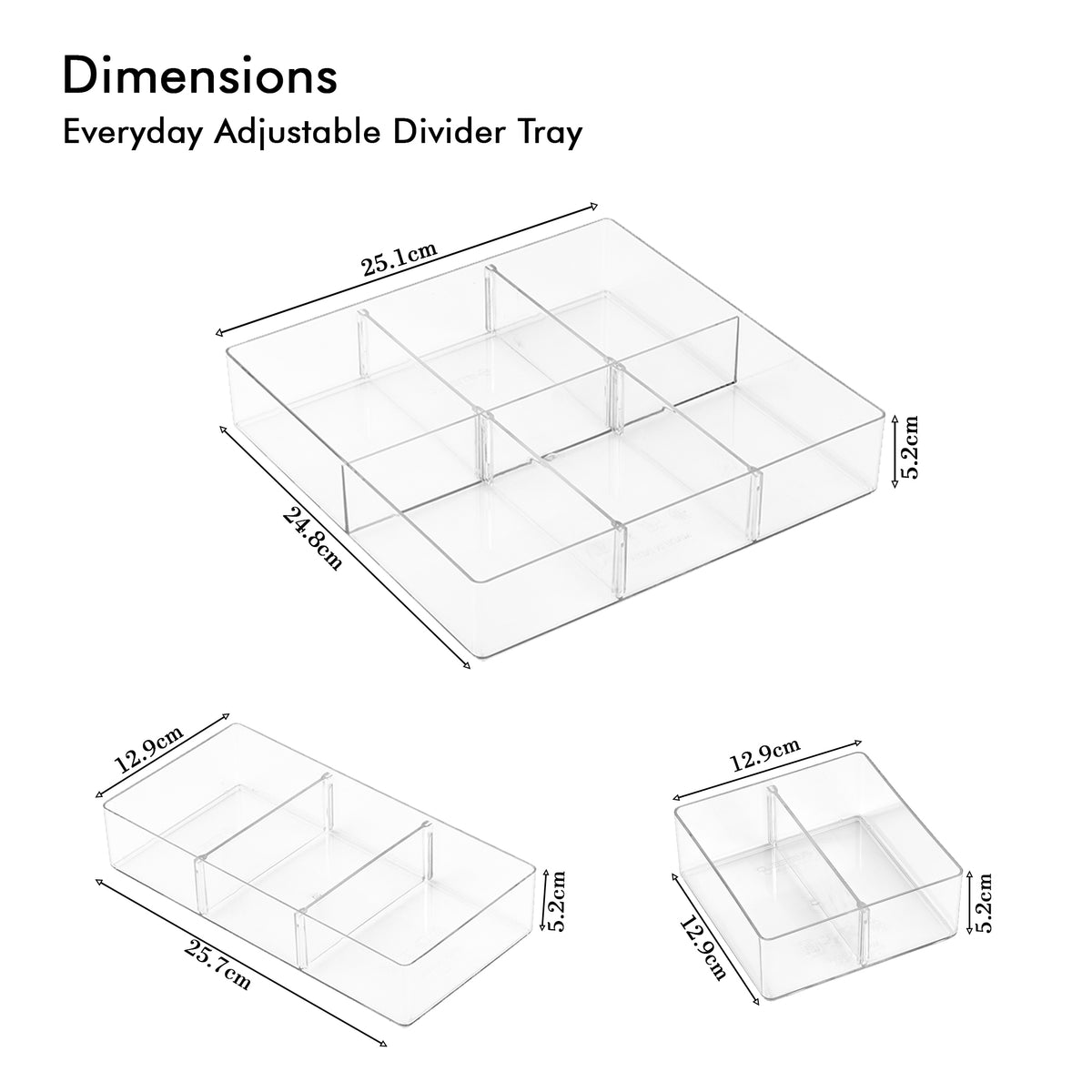 Everyday Adjustable Divider Tray | 4pcs Set | Multipurpose Storage Trays