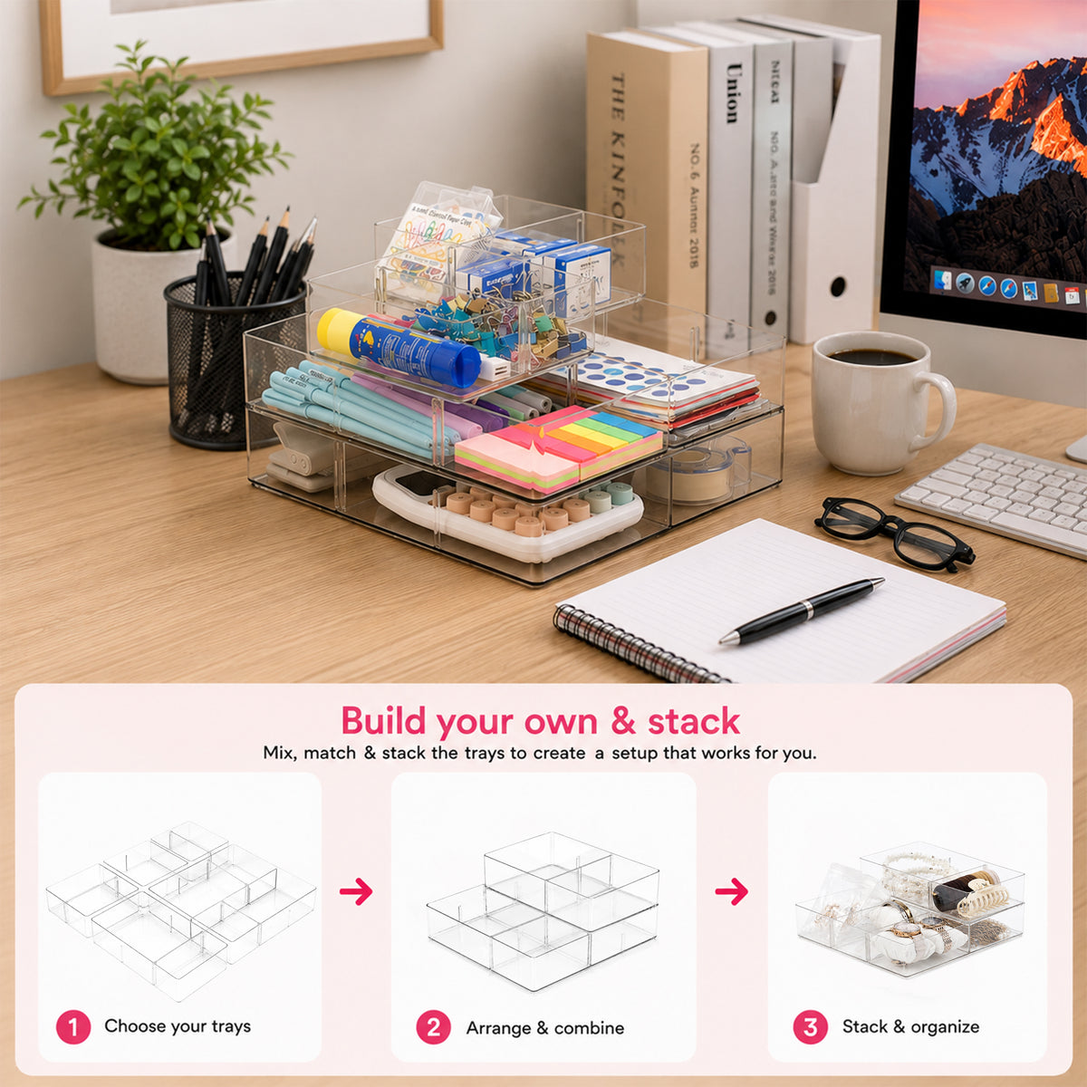 Everyday Adjustable Divider Tray | 4pcs Set | Multipurpose Storage Trays