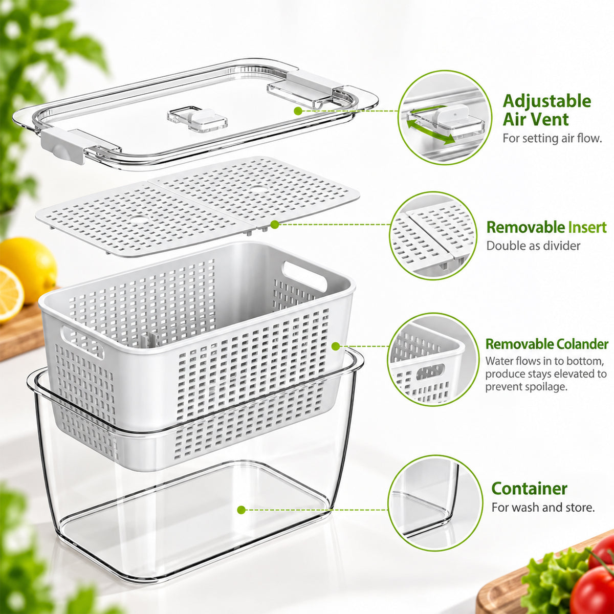 Fridge Food Basket 3pcs Set | Fridge Organiser Baskets