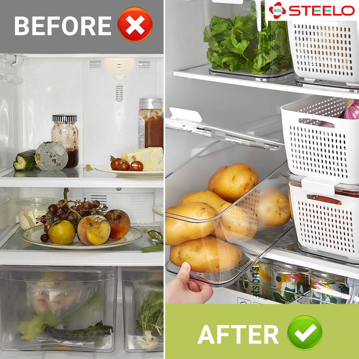 Fridge Food Basket 3pcs Set | Fridge Organiser Baskets