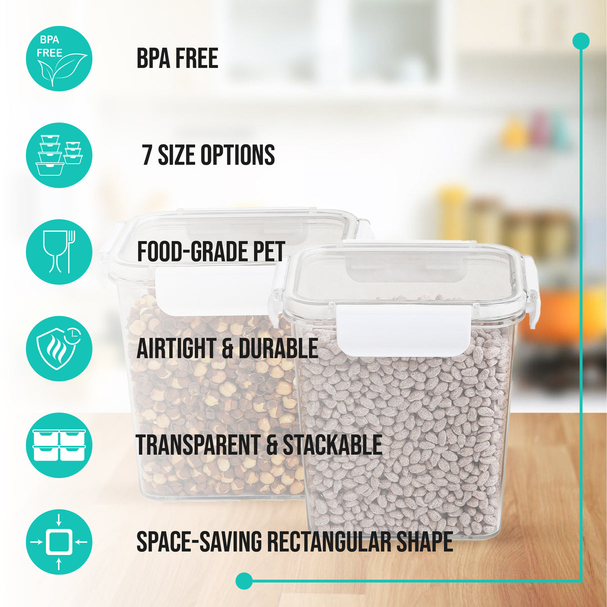 SoFresh Rectangular Container 1400ml 2pcs Set | Leakproof Food Containers