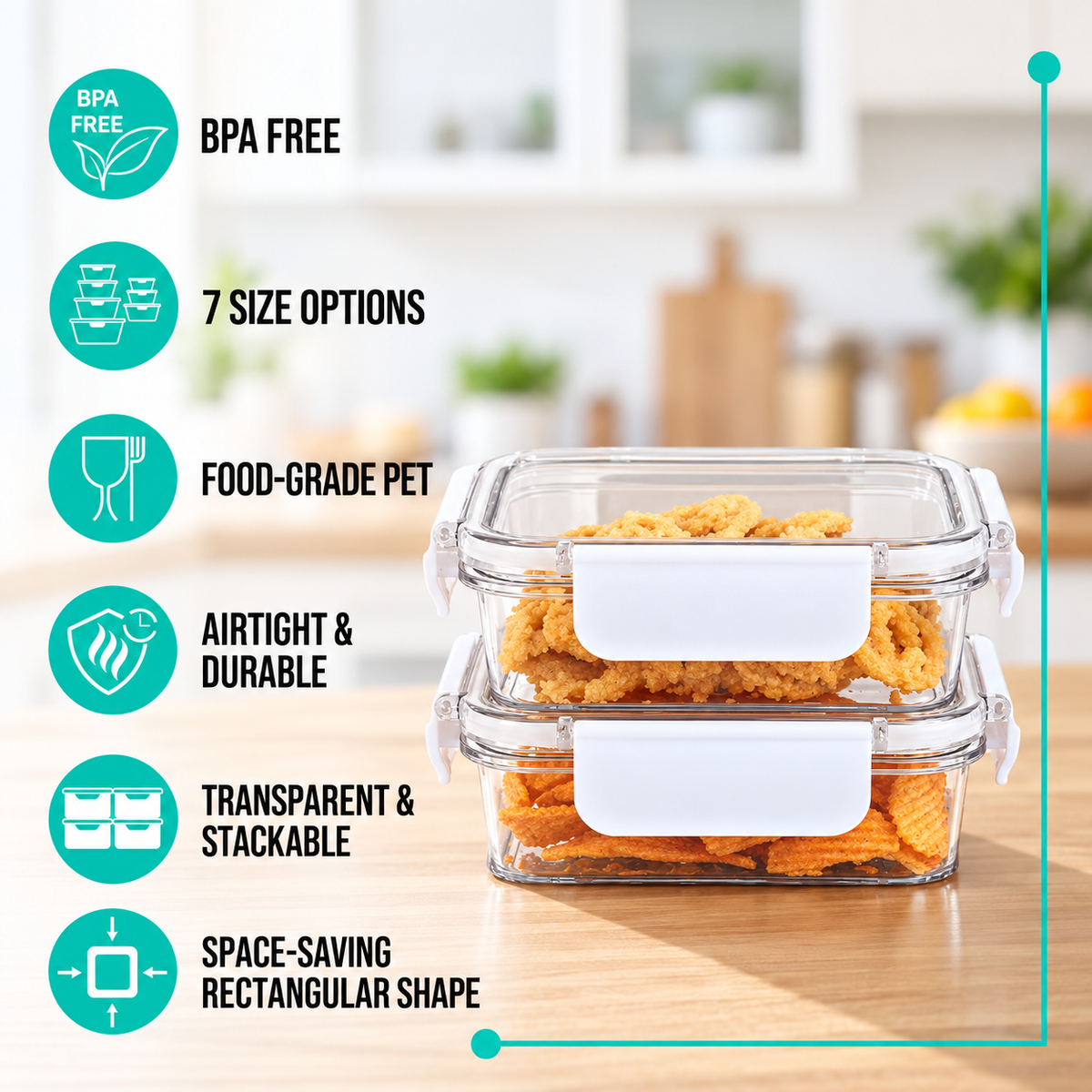 SoFresh Rectangular Container 300ml 2pcs Set | Leakproof Food Containers