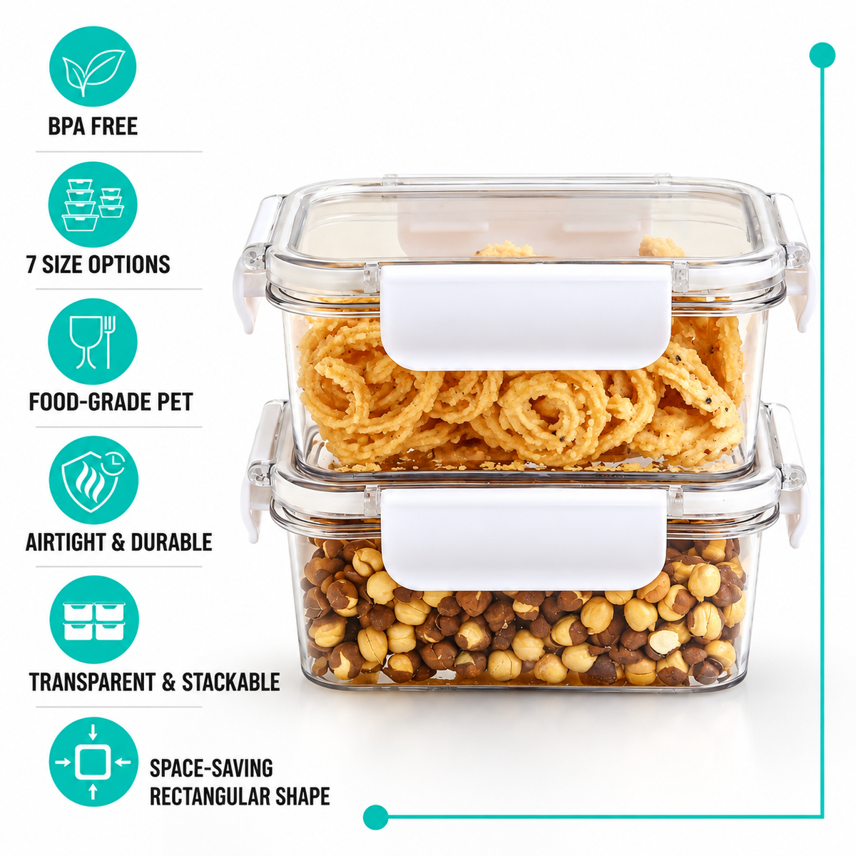 SoFresh Rectangular Container 500ml 2pcs Set | Leakproof Food Containers