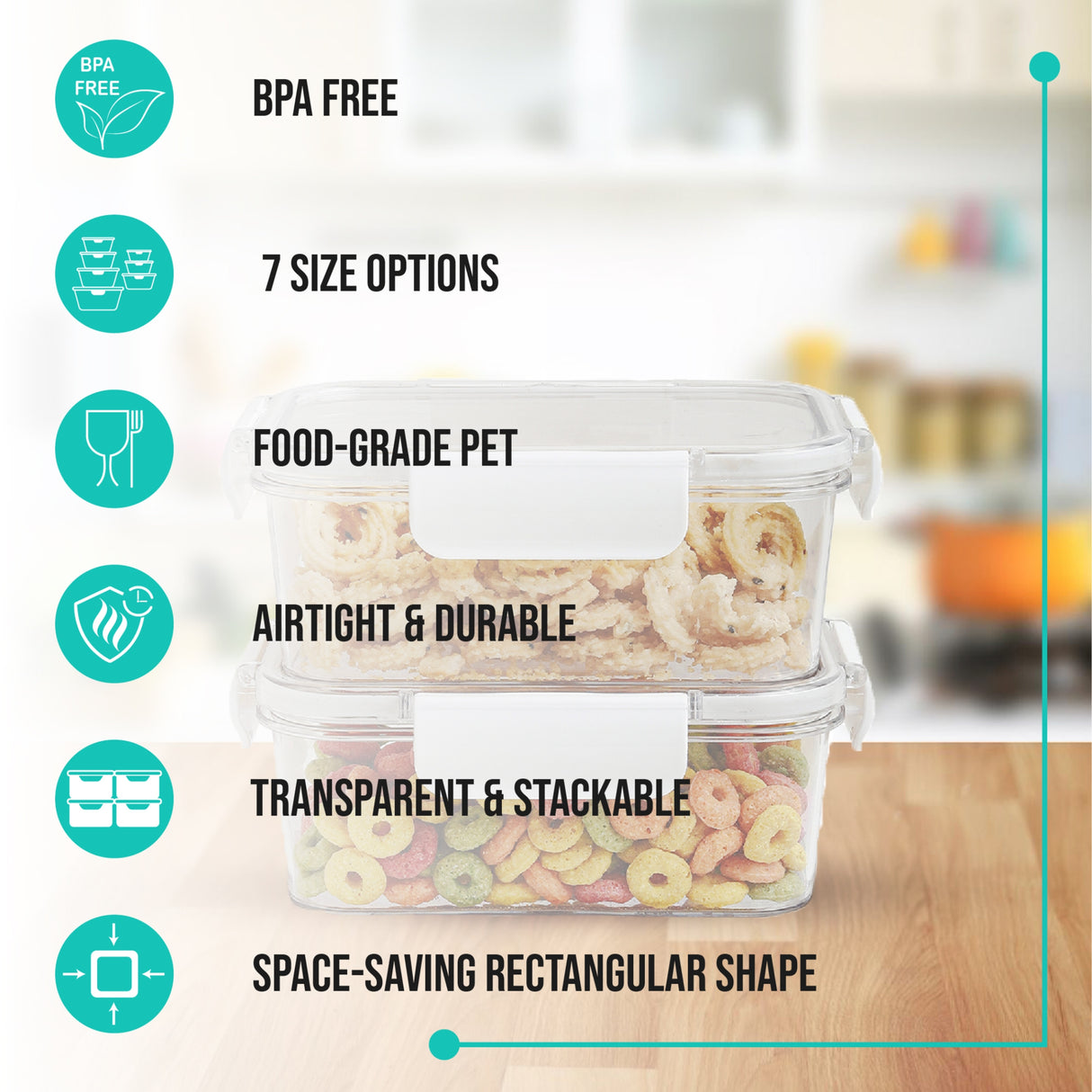 SoFresh Rectangular Container 800ml 2pcs Set | Leakproof Food Containers