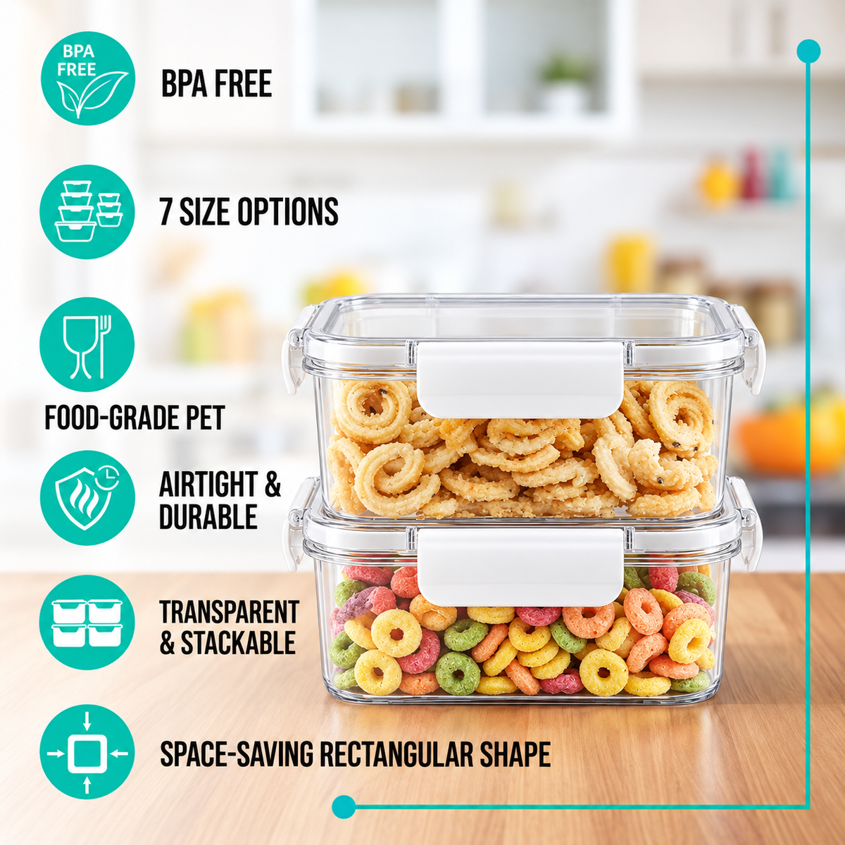 SoFresh Rectangular Container 800ml 2pcs Set | Leakproof Food Containers