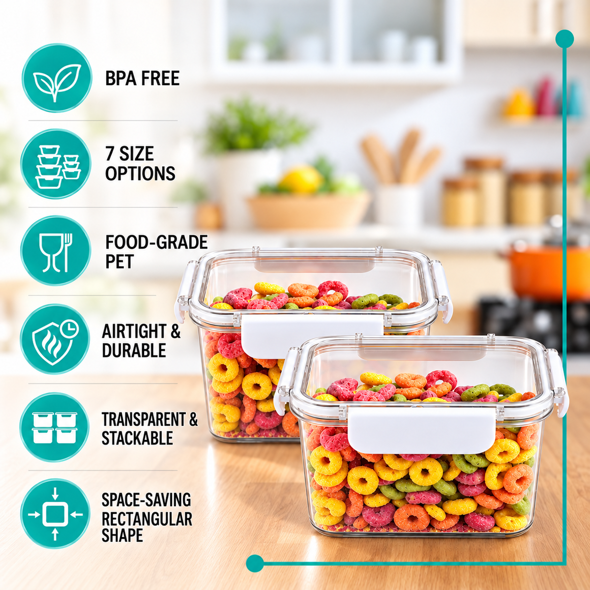 SoFresh Rectangular Container 900ml 2pcs Set | Leakproof Food Containers