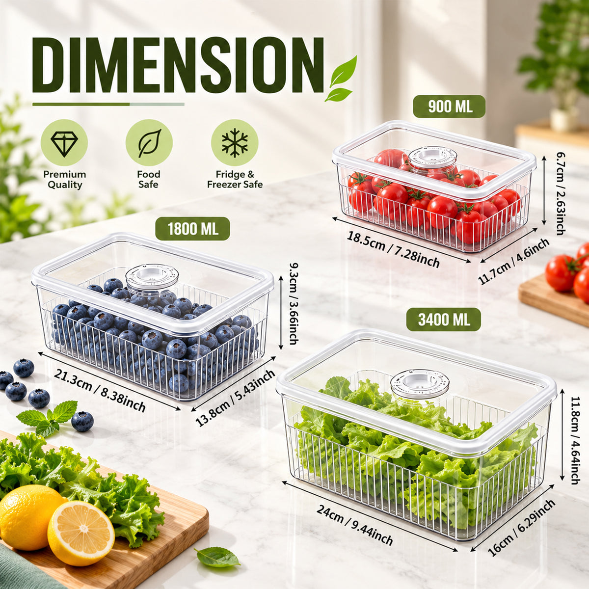 Food Storage Box 3pcs Set | Stackable Storage Boxes