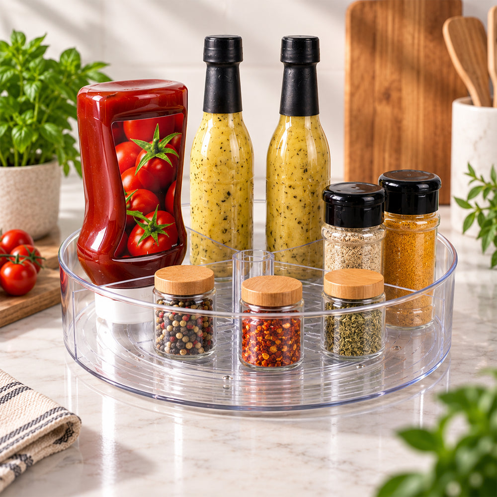 Turntable with Dividers | Rotating Kitchen Organiser