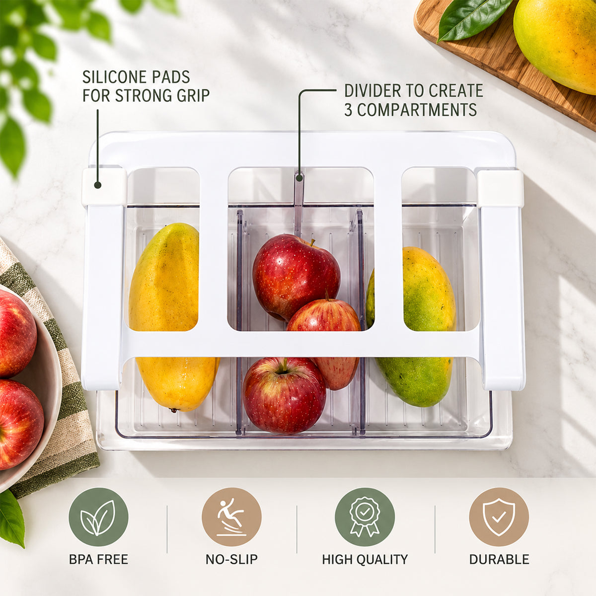 Fridge Undershelf Drawer | 3 Part | Fridge Storage Drawer