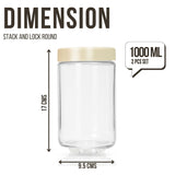 Stack & Lock Round Container 1000ml 4pcs Set | Stackable Storage Jars