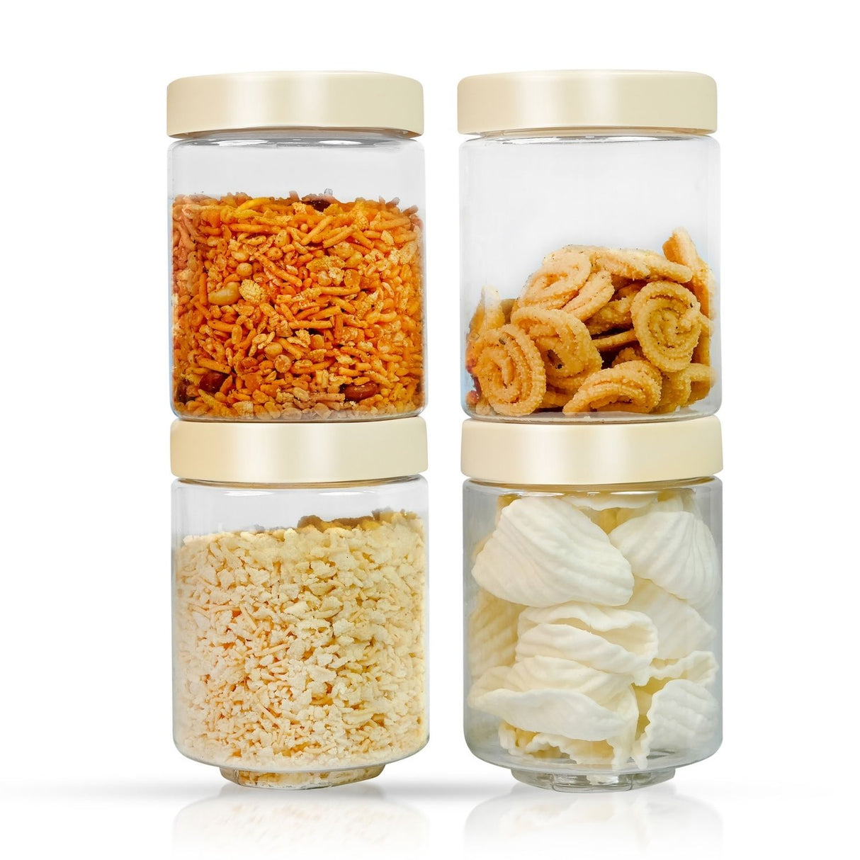 Stack & Lock Round Container 750ml 4pcs Set | Stackable Storage Jars