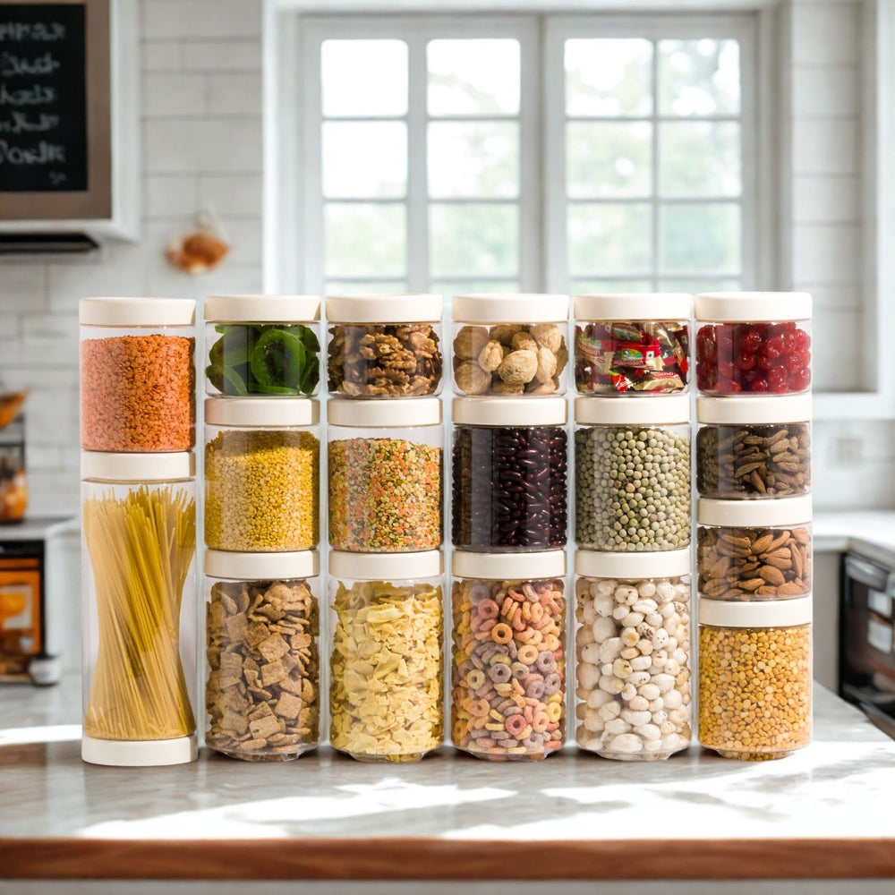 Stack & Lock Round Container 18pcs Set | Stackable Storage Jars