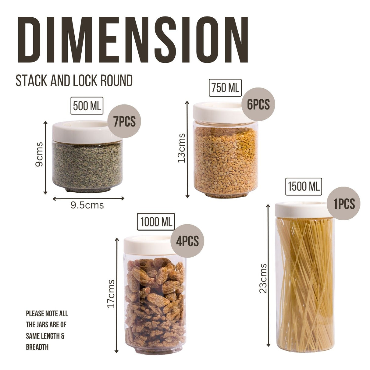 Stack & Lock Round Container 18pcs Set | Stackable Storage Jars