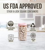 Stack & Lock Square Container 1000ml 4pcs Set | Stackable Storage Jars