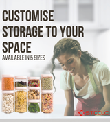 Stack & Lock Square Container 1000ml 4pcs Set | Stackable Storage Jars