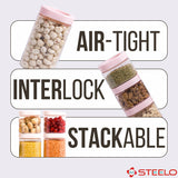 Stack & Lock Square Container 1250ml 4pcs Set | Stackable Storage Jars