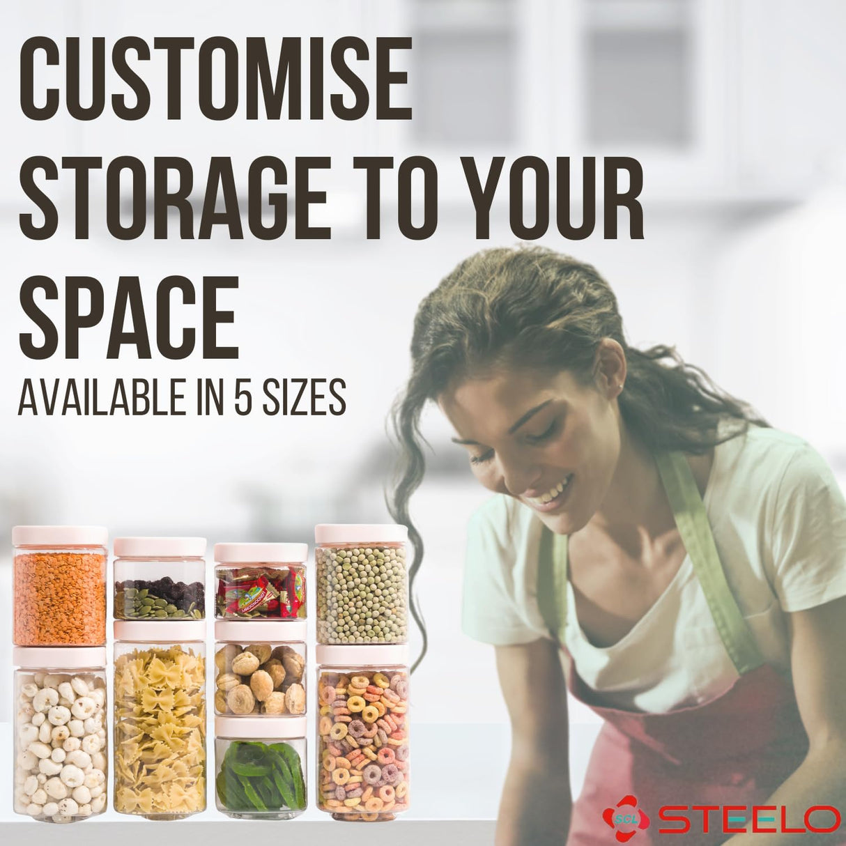 Stack & Lock Square Container 1250ml 4pcs Set | Stackable Storage Jars