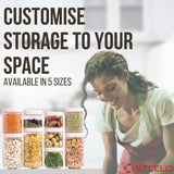 Stack & Lock Square Container 1250ml 4pcs Set | Stackable Storage Jars