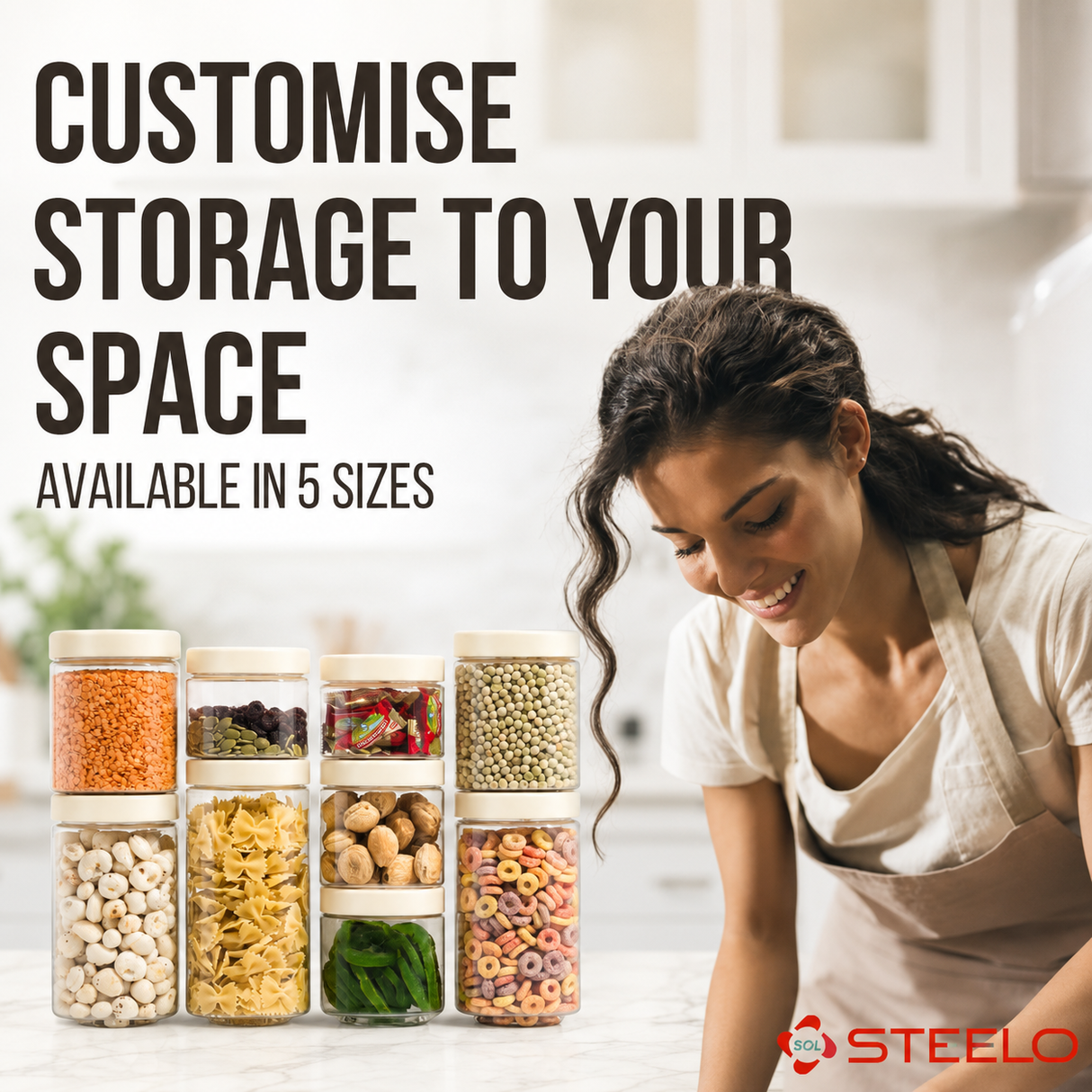 Stack & Lock Square Container 9pcs Set | Stackable Storage Jars