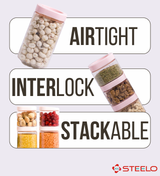 Stack & Lock Square Container 450ml 6pcs Set | Stackable Storage Jars