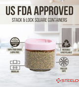 Stack & Lock Square Container 450ml 6pcs Set | Stackable Storage Jars