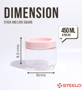 Stack & Lock Square Container 450ml 6pcs Set | Stackable Storage Jars