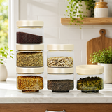 Stack & Lock Square Container 450ml 6pcs Set | Stackable Storage Jars