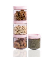 Stack & Lock Square Container 600ml 4pcs Set | Stackable Storage Jars