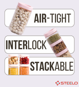 Stack & Lock Square Container 600ml 4pcs Set | Stackable Storage Jars