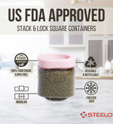 Stack & Lock Square Container 600ml 4pcs Set | Stackable Storage Jars
