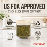 Stack & Lock Square Container 600ml 4pcs Set | Stackable Storage Jars