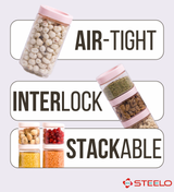 Stack & Lock Square Container 750ml 4pcs Set | Stackable Storage Jars