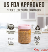 Stack & Lock Square Container 750ml 4pcs Set | Stackable Storage Jars