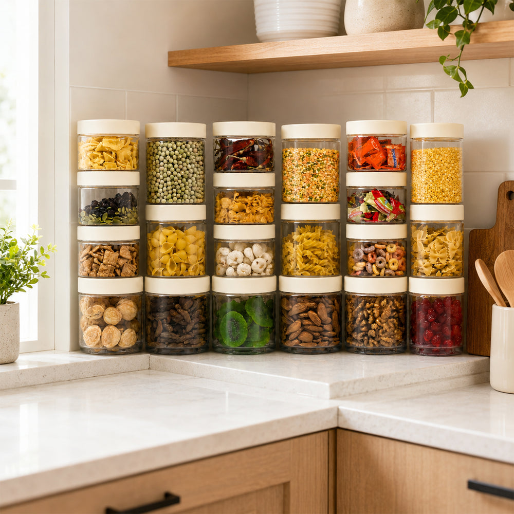 Stack & Lock Square Container 21pcs Set | Stackable Storage Jars