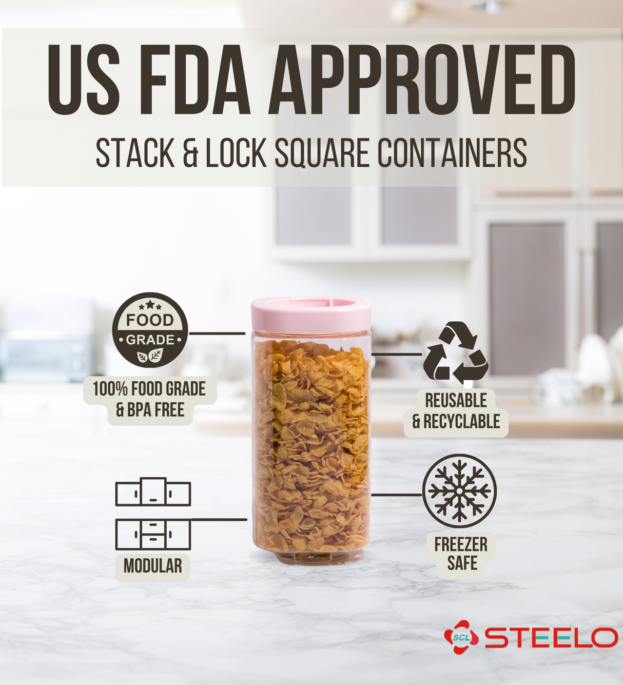 Stack & Lock Square Container 18pcs Set | Stackable Storage Jars