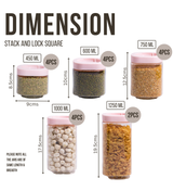 Stack & Lock Square Container 18pcs Set | Stackable Storage Jars