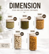 Stack & Lock Square Container 21pcs Set | Stackable Storage Jars